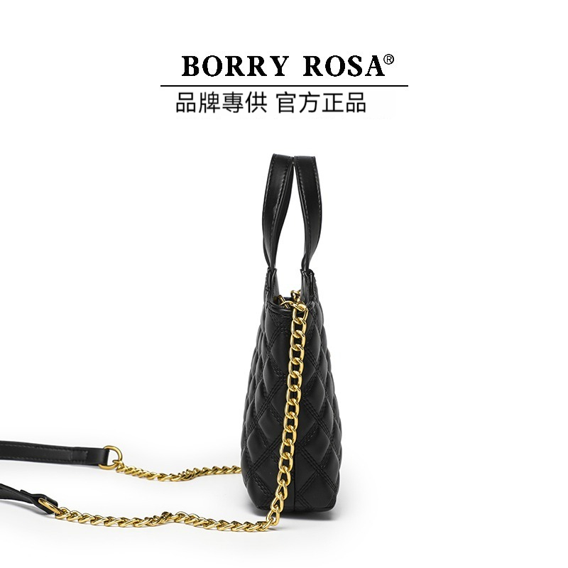 BORRY ROSA/天鹅菜篮子菱格手提单肩斜挎百搭轻奢