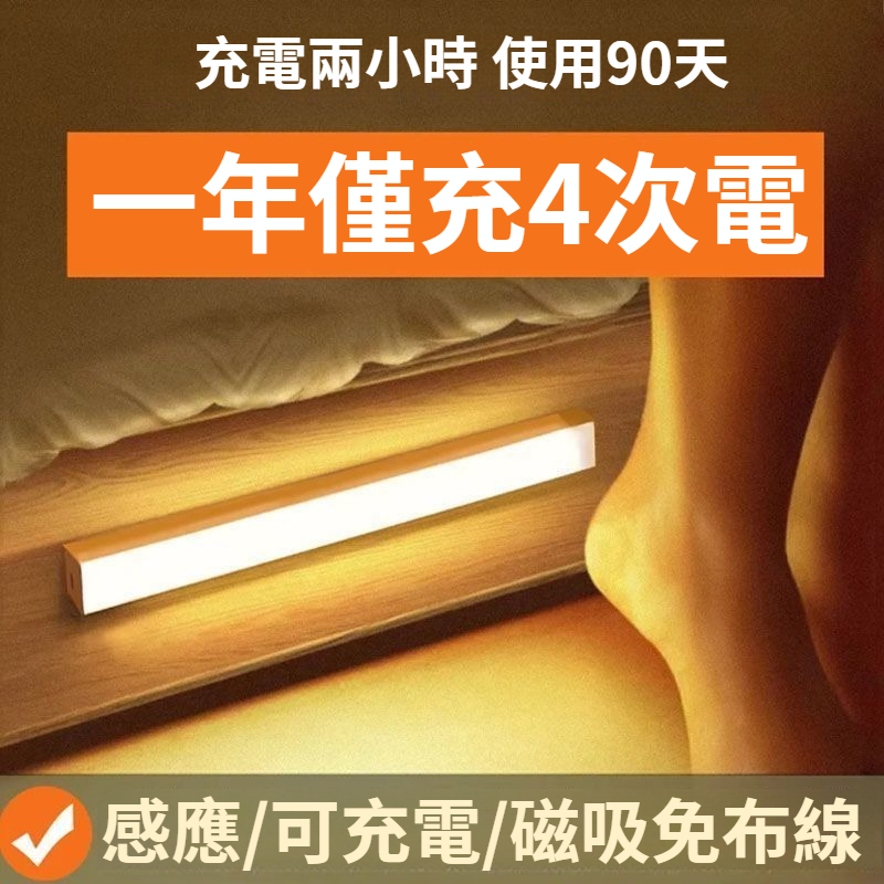 LED照明人體感應燈臥室夜用宿舍無線充電磁吸床頭智慧櫥櫃小夜燈