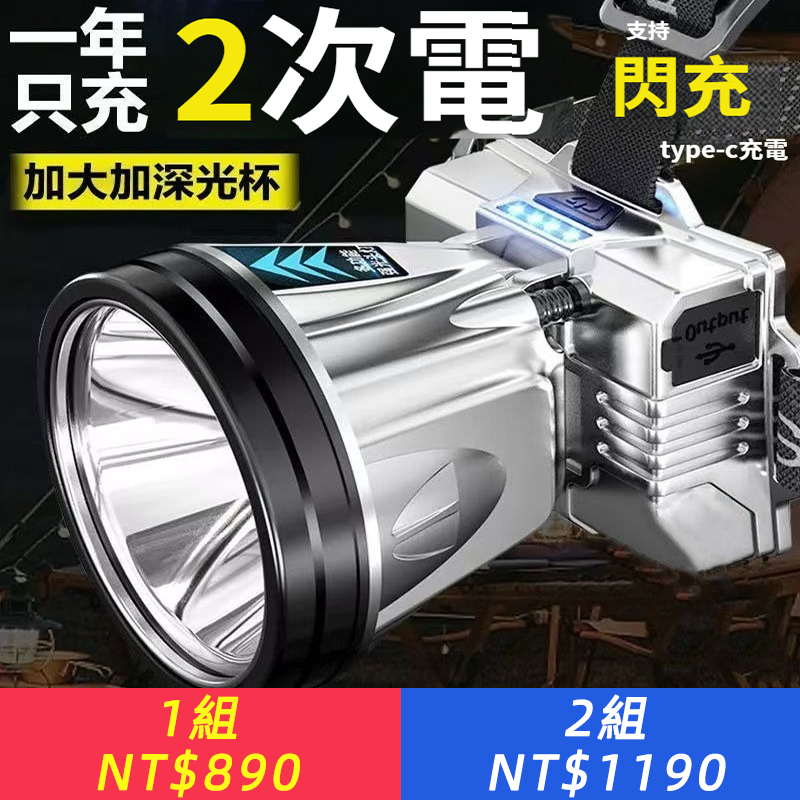 LED頭燈強光戶外可充電遠射防水手電筒超亮頭戴式超長續航礦燈