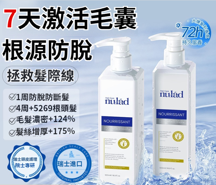 瑞士進口防脫洗髮精增髮密髮固髮控油蓬鬆去頭屑止癢生育髮液男女