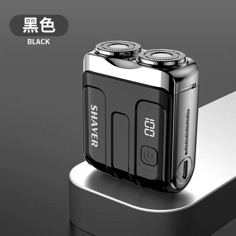 迷你電動剃鬚刀黑色1個+刀頭1個