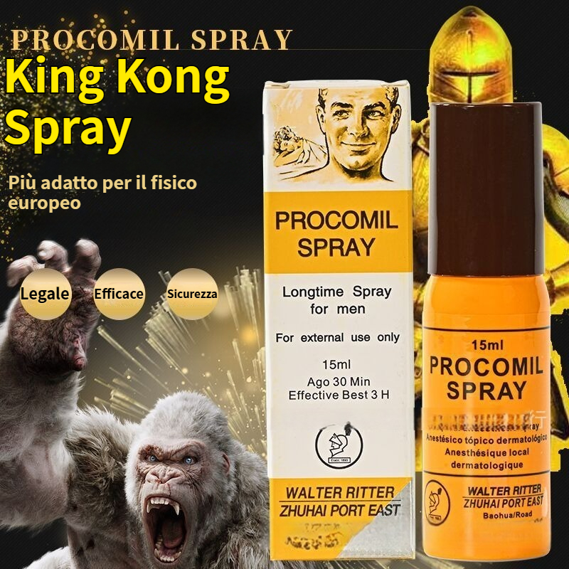 [Sesso lungo 60 minuti! Allungamento del pene di 5-8 cm, ispessimento di 2-3 cm. Formula naturale e delicata. 100% sicuro ed efficace, senza effetti collaterali, senza sovradosaggio, senza affaticamento successivo] PROCOMIL SPRAY King Kong Spray, 15 ml, Spray Ritardante per Uomo