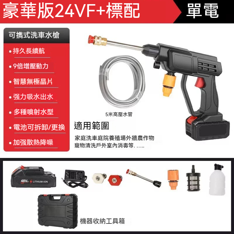 【鋰電暴風水槍】無線狂飆100Bar！洗車像開「消防栓」！ 【德國進口】家用鋰電無綫洗車機高壓水槍 水管自吸無需水源隨時隨地輕鬆洗車 洗車澆地噴藥清洗庭院都能用  工業級水壓 → 泥漿/鳥屎/樹膠，一沖全蒸發！（連輪轂縫隙都反光！）  雙電超長續航 → 充1次洗3台車，從此告別找插座！  可接水桶/水管 → 沒自來水？照樣痛快沖！
