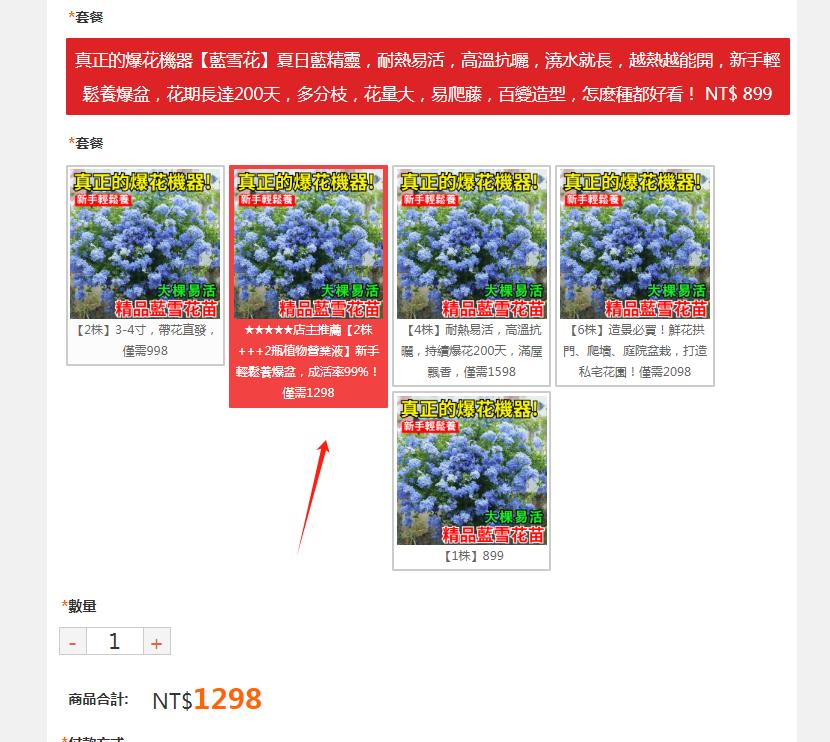①小盼菩提樹種子+②紅葉菠菜種子+③藍雪花苗盆栽