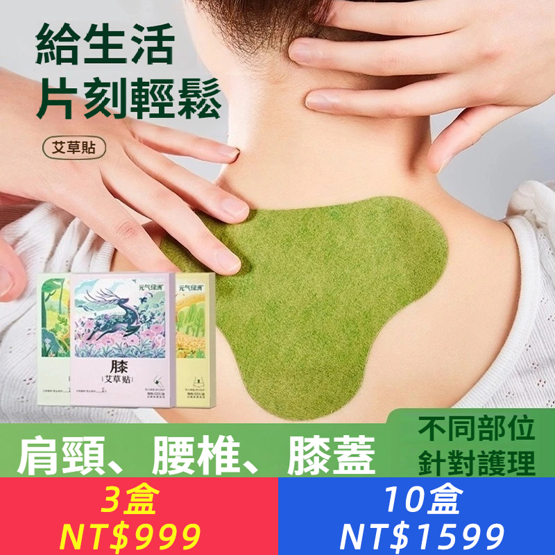 【元氣綠洲】艾草貼 肩頸/腰椎/膝蓋 溫和熱敷艾草貼3盒裝【共36貼】