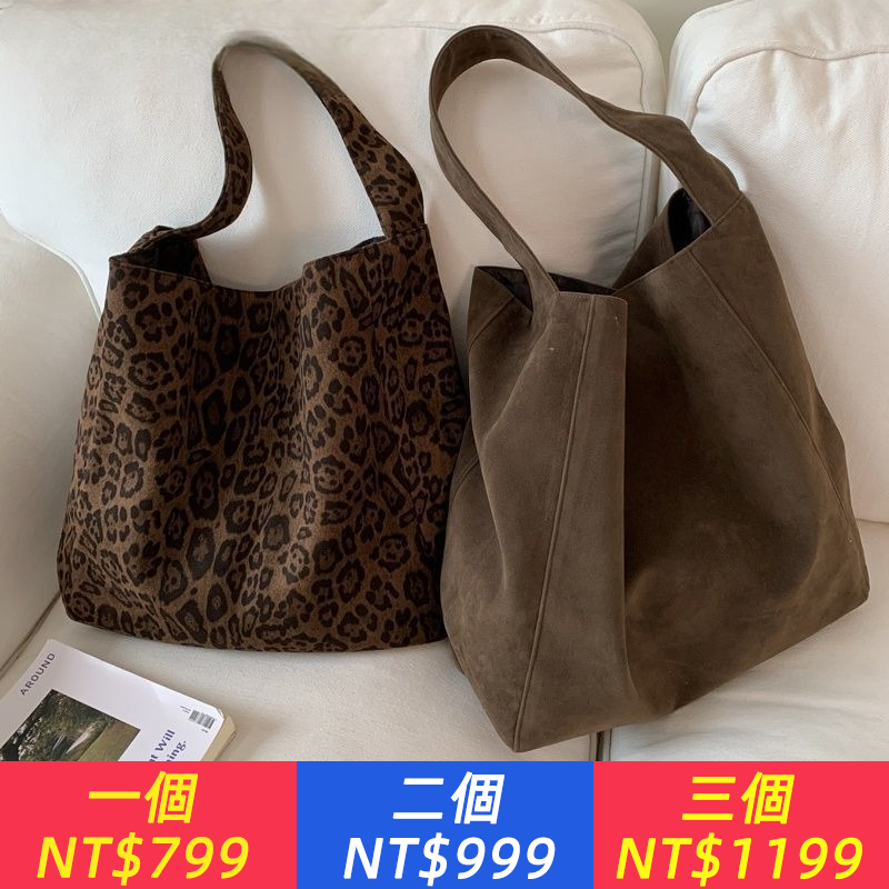 秋季新款慵懶鬆弛感復古豹紋包女百搭通勤大容量單肩托特