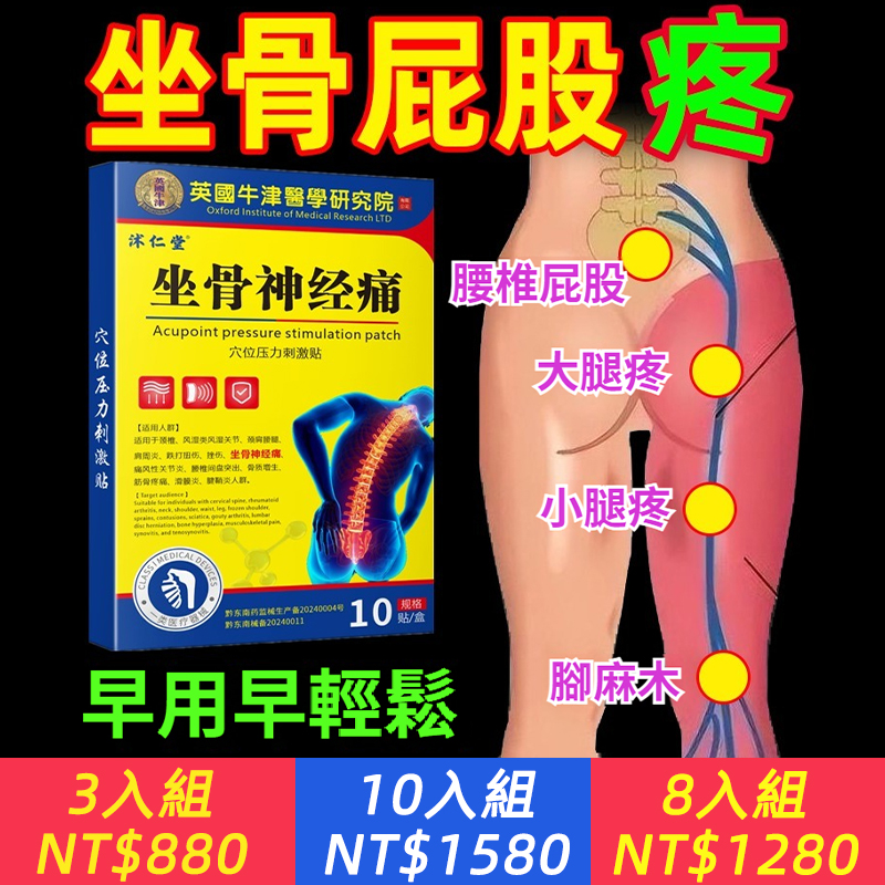 【坐骨神经贴，英國牛津醫學院15年研發，藥署認證許可，呂紹睿醫師推薦：1秒止痛，1貼斷根，拒絕開刀手術，英國技術】坐骨神經痛？腰疼腿麻屁股灼痛？開刀手術無法根治？英國技術研發坐骨神经貼，溫和配方，無激素無添加劑，安全外用無刺激