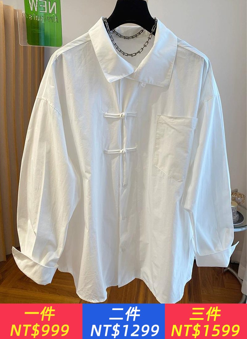 春秋裝2025新款小眾復古【新中式輕國風盤扣長袖襯衫】女內搭打底衫上衣