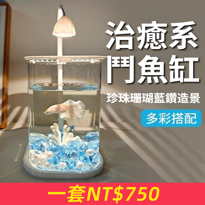 透明小魚缸冰晶石桌面創意生態鬥魚缸珍珠碎鑽景觀缸裝飾製作全套