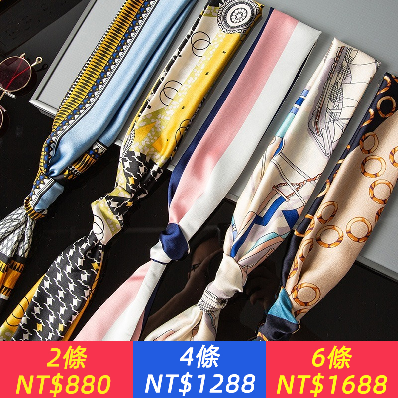 春季高級感小長條絲巾女新款平紋髮帶領巾百搭簡約飄帶圍巾裝飾