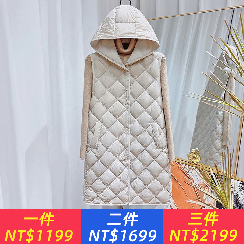 輕薄棉服馬甲女中長款2025冬季新款連帽大衣內搭保暖背心馬夾外穿