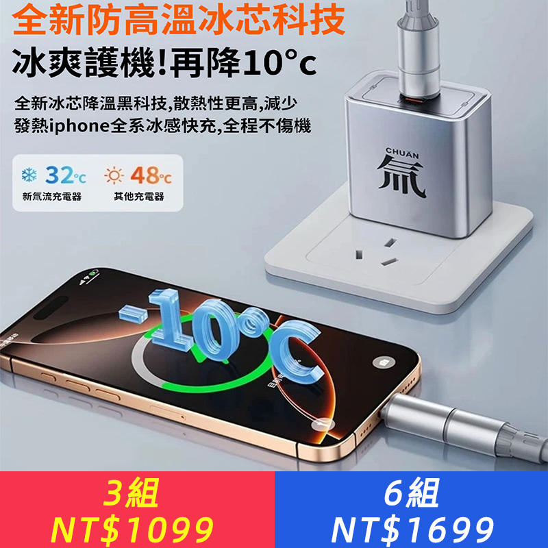 2025新款氚流超級充雙口充電頭組四合一數據線適用蘋果安卓華為