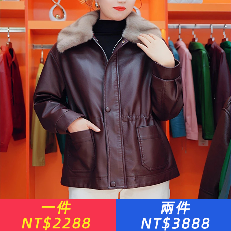 加絨洋氣皮衣加厚毛領2026時尚冬季新款保暖外套皮夾克