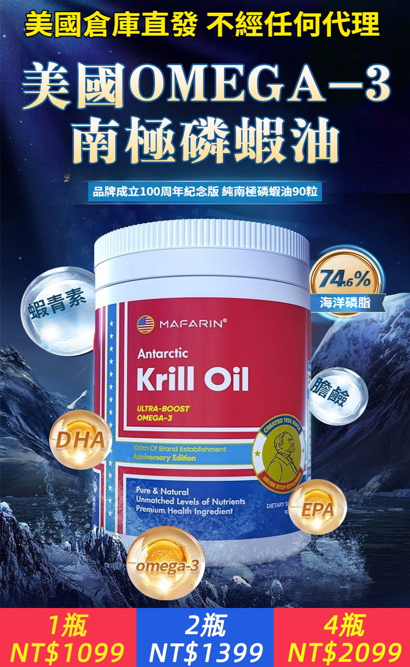 【美國阿蒙森Omega-3南極磷蝦油，專為40+定制】成分配比磷蝦油中極品！ 腦霧斷片、關節預警、指標飄紅？ 別再忍受魚油腥味！ 源自南極凈海，美國原裝 1粒含250毫克Omega-3： ❶ 心腦黃金：138mg EPA+66mg DHA，協同守護 ❷ 快吸收：396.6mg磷脂，直達細胞不反腥 ❸ 記憶充電：46.1mg膽堿，支援神經傳導 ❹ 抗氧護甲：56μg蝦青素，抵御氧化損傷 ❺ 零負擔：嘌呤提純技術，痛風人群友好  為何選它？ ✔磷脂型Omega-3，吸收率碾壓其他品牌！ ✔一瓶就能守護心腦血管和關節