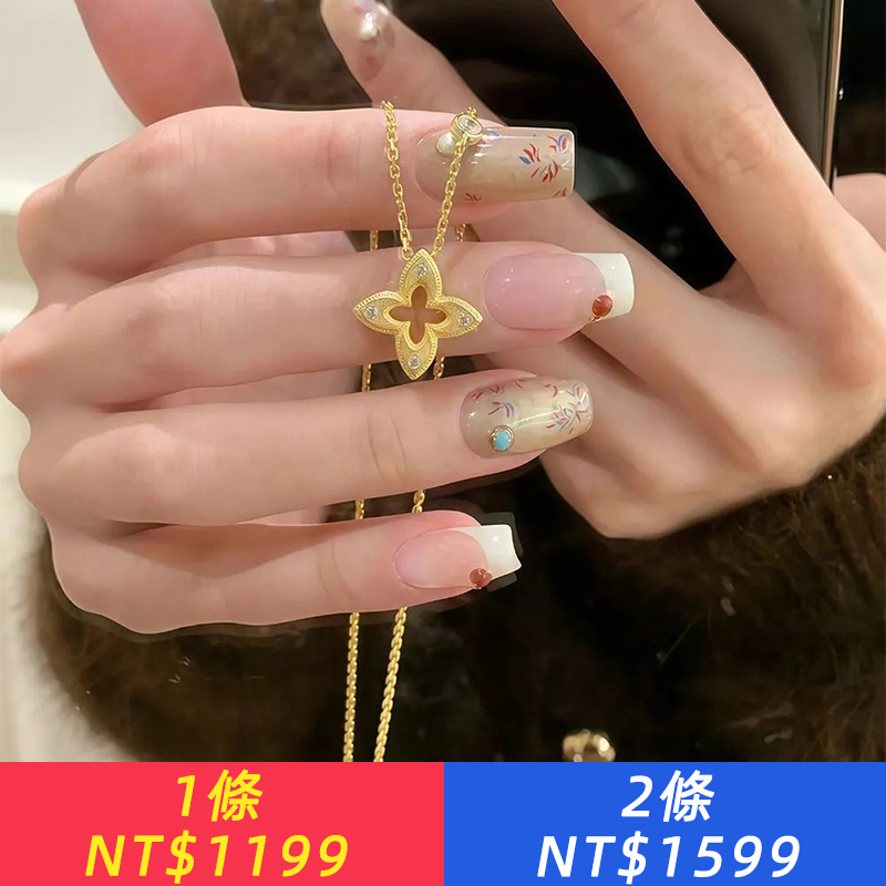 星芒四葉花項鏈鎖骨鏈女ins精致小眾高級感閃鉆拉絲單花配飾